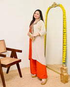 Coral Ivory Natural Crepe Handwork Co-ord