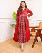 Ruby Saaj Ajrakh Mirrorwork Cotton Kurta Dress
