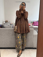 Brown Anarkali with Cotton Farshi Salwar