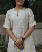Premium linen Lemon Stripe Long kurta