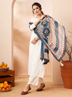 Niva Women's Off White Rayon Solid Straight Kurta Set