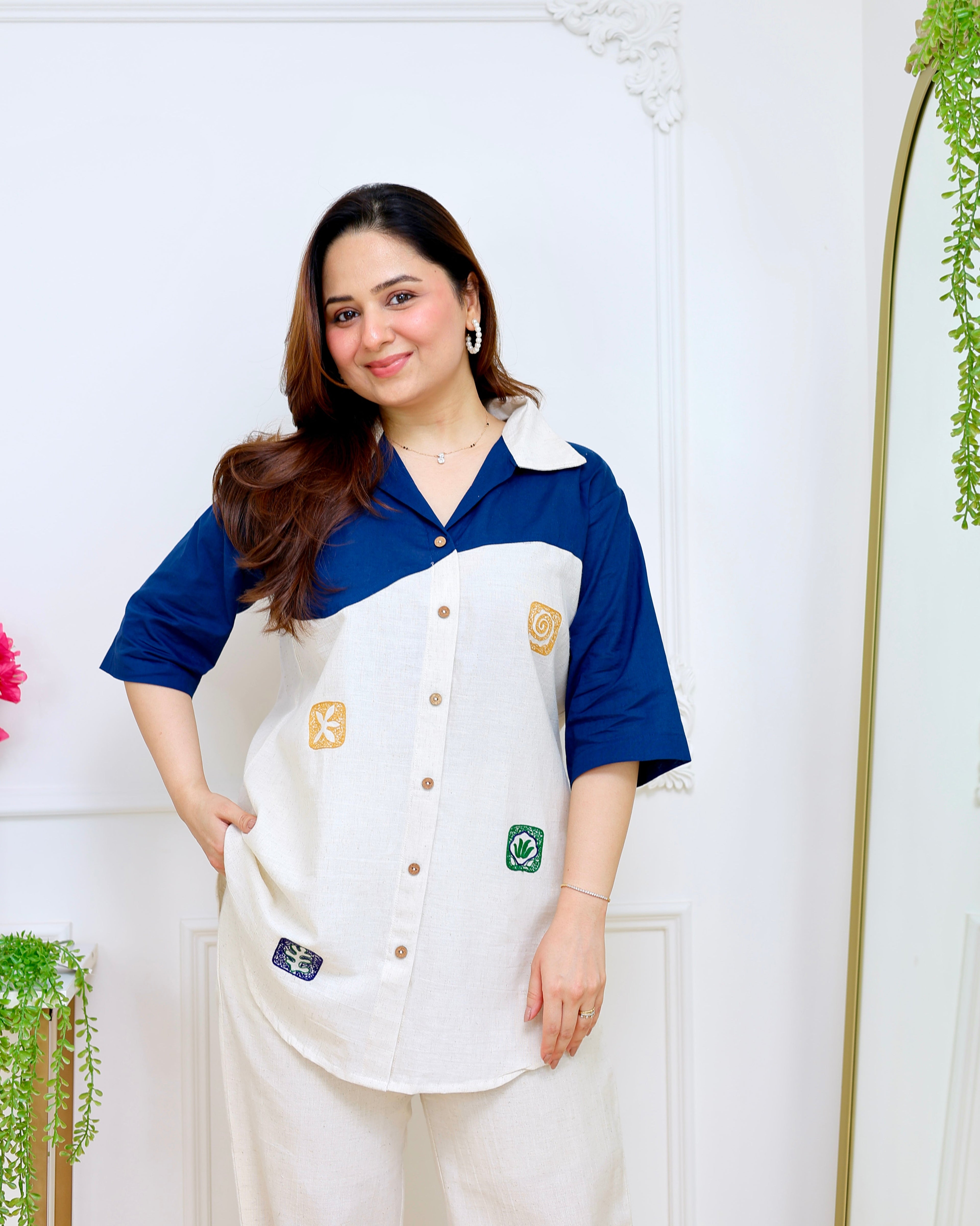 Blue Lagoon Coastal Summer Threadwork Co-ord Set