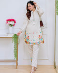 Ivory Sunkissed Petals Threadwork Cotton Co-ord
