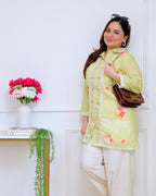 Lime Blossom Pearl Threaded Linen Cotton Co-ord