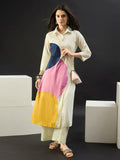 Women Colourblocked Regular Pure Cotton Kurta with Palazzos