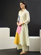 Women Colourblocked Regular Pure Cotton Kurta with Palazzos
