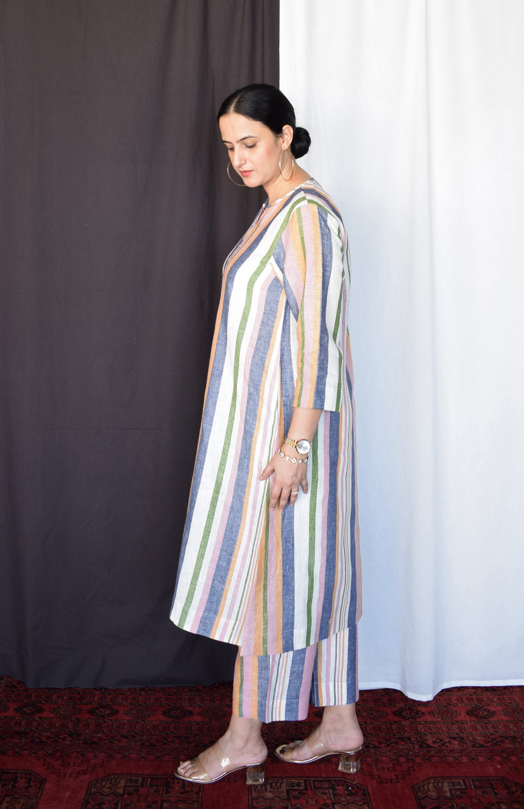 Multicolour Striped Linen Co-Ord Set