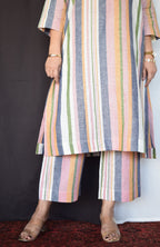 Multicolour Striped Linen Co-Ord Set