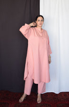 Coffee Pink Antifit Kurta with Placket