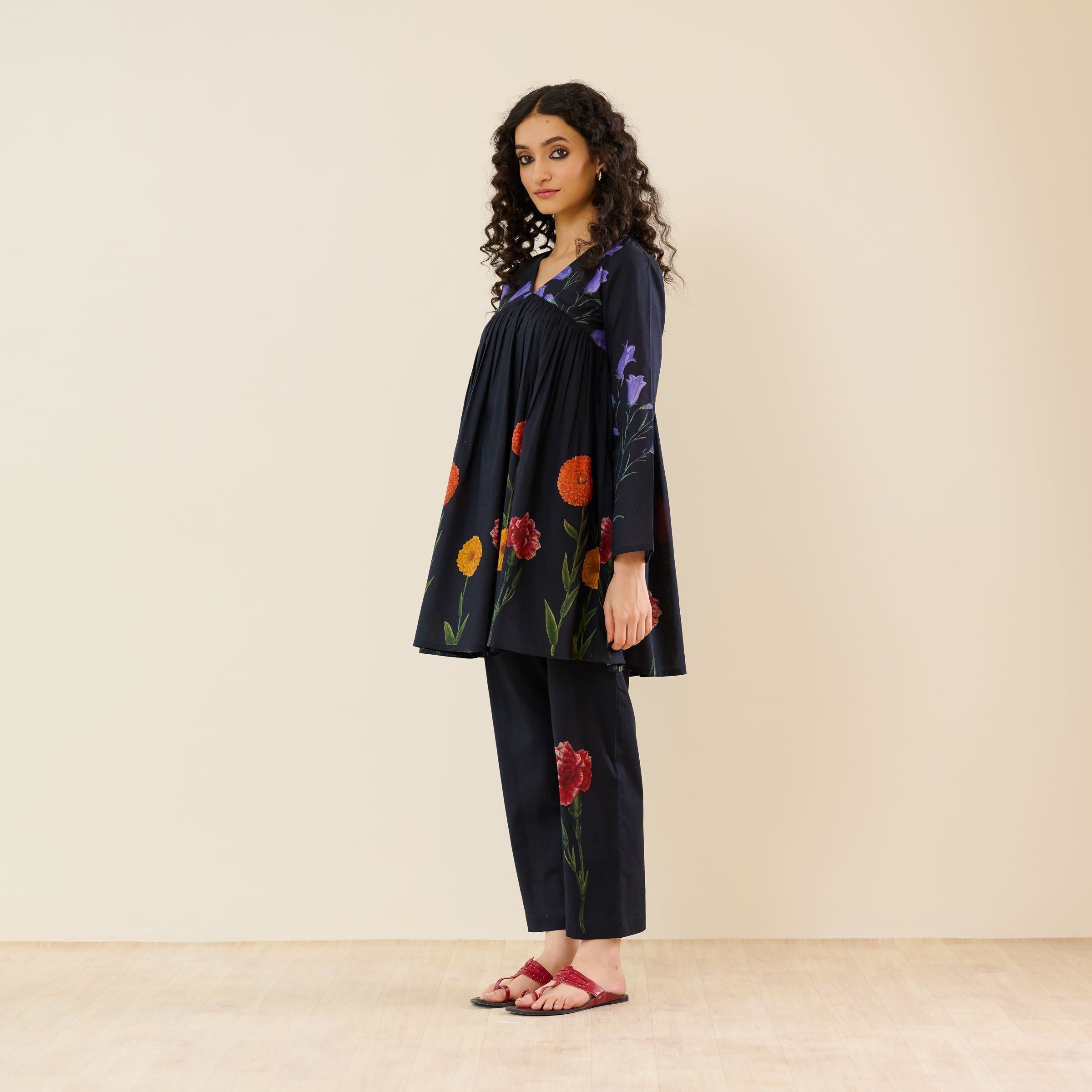 At The Florist's Cotton Co-ord Set - Black