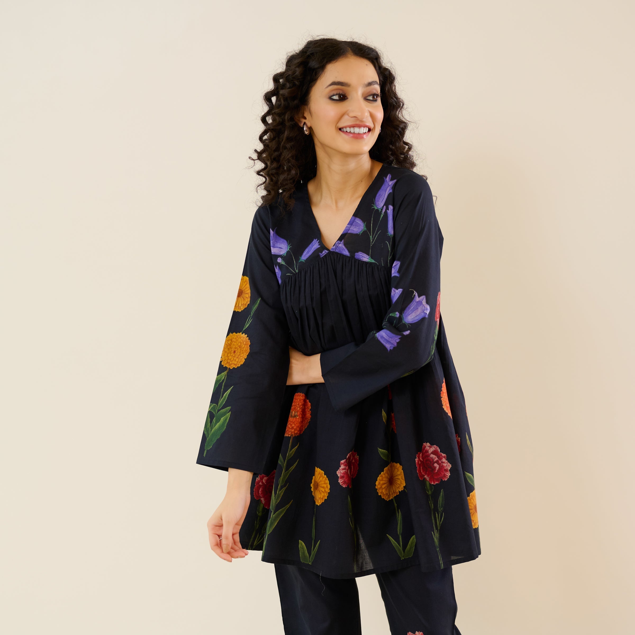 At The Florist's Cotton Co-ord Set - Black