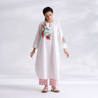 Anaar Patchwork Cotton Kurta Set - Peach