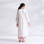 Anaar Patchwork Cotton Kurta Set - Peach