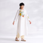 Anaar Patchwork Cotton Kurta Set - Yellow