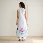 Aviva Patchwork Cotton Kurta Set with Mulmul Slip - Sharp White