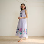 Aviva Patchwork Cotton Kurta Set with Mulmul Slip - Lavender
