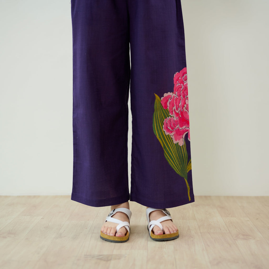 Belle Slub Cotton Kurta Set - Violet