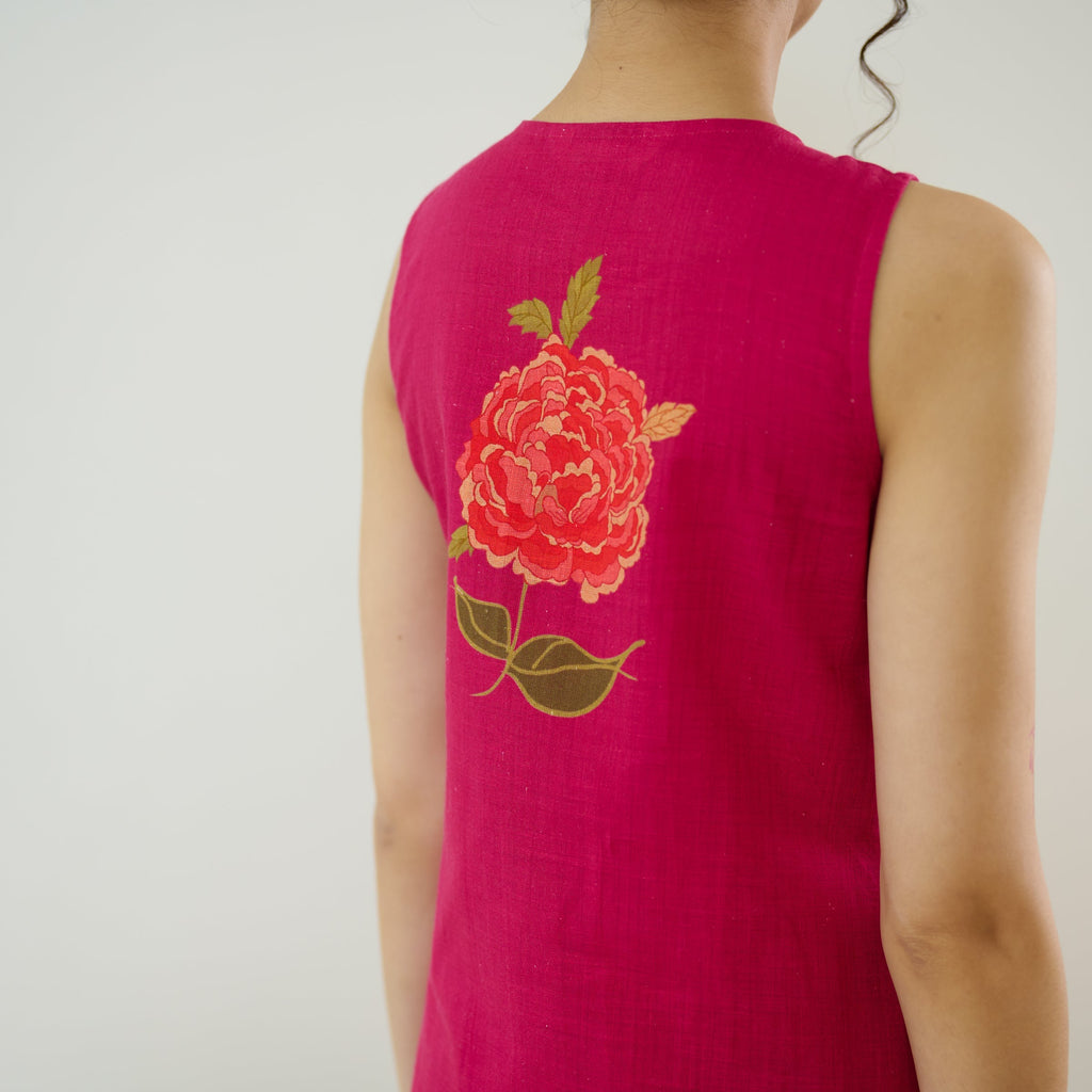 Belle Slub Cotton Kurta Set - Magenta