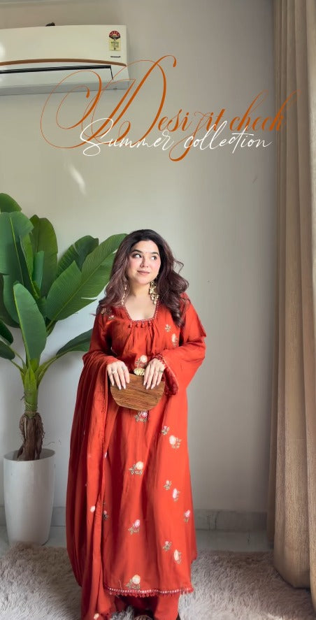 Myra Rust Grace Anarkali Set