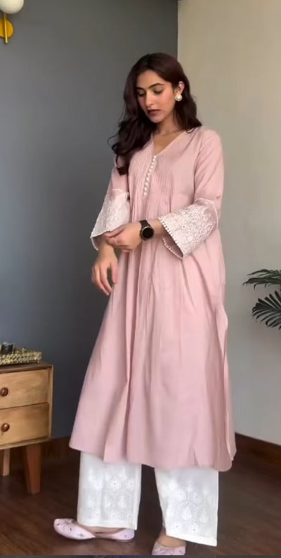 Anaya Pink Cotton Kurti Set