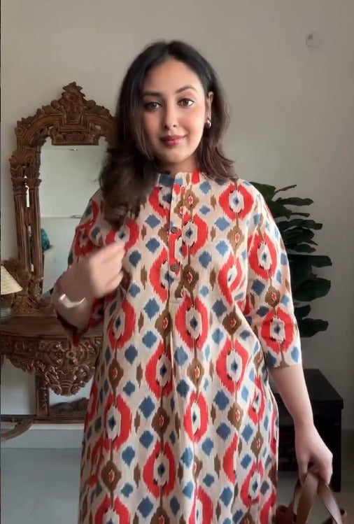 Joy Cotton Ikat Kurta Set
