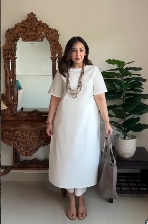 Sivaka  Solid Cotton Kurta with Trousers