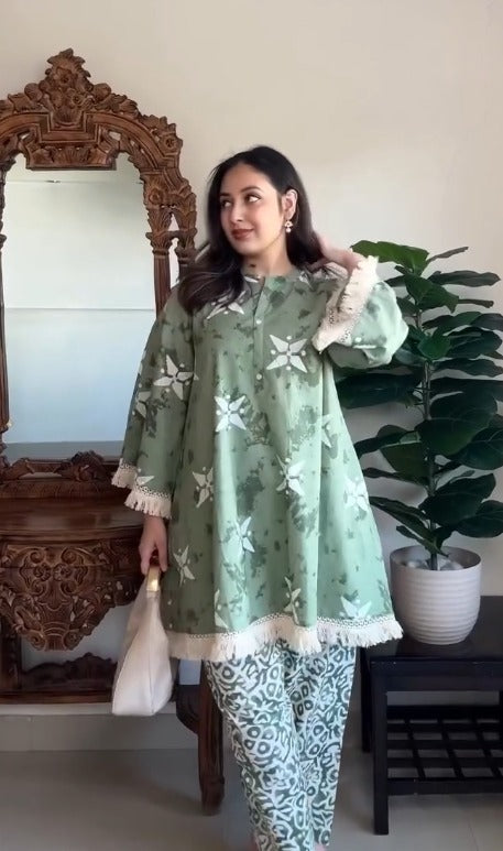 Sangria Printed Pure Cotton Mandarin Collar Kurta & Salwar Kurta Sets