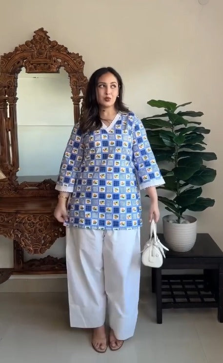 White Ana Karina Handblock Print Co-Ord Set