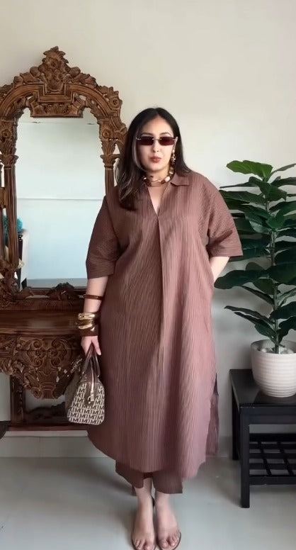 Women Regular Pure Cotton Kurta with Trousers