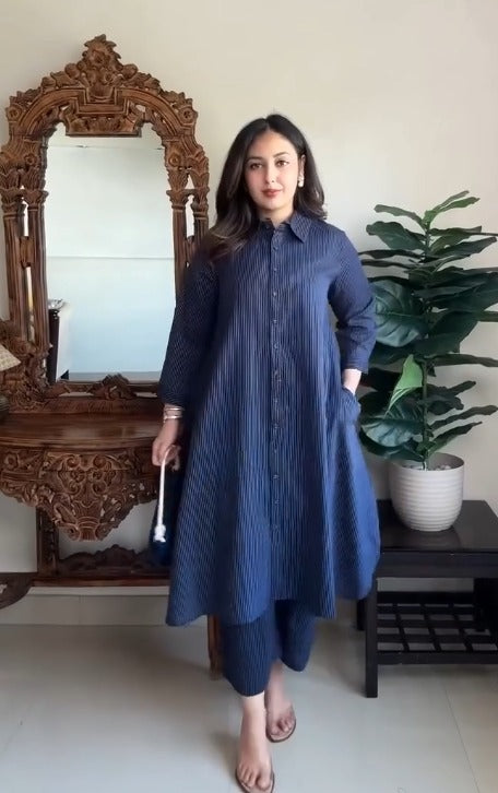 Women Printed Pure Cotton Structured Work Kurta with Palazzos