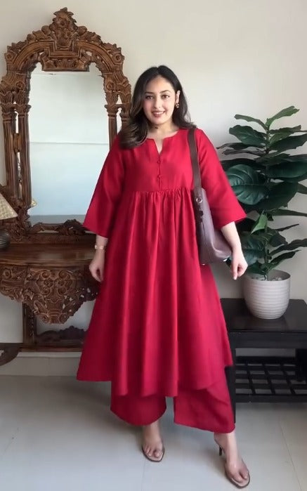 Women Regular A-Line Kurta With Trousers