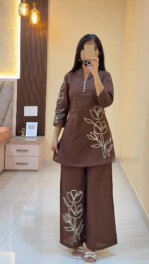 Embroidered Tunic With Trousers Co-Ords