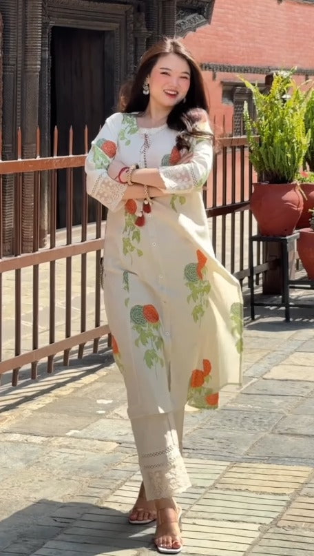 Tara Luxe Khadi Cotton Co-ord Set