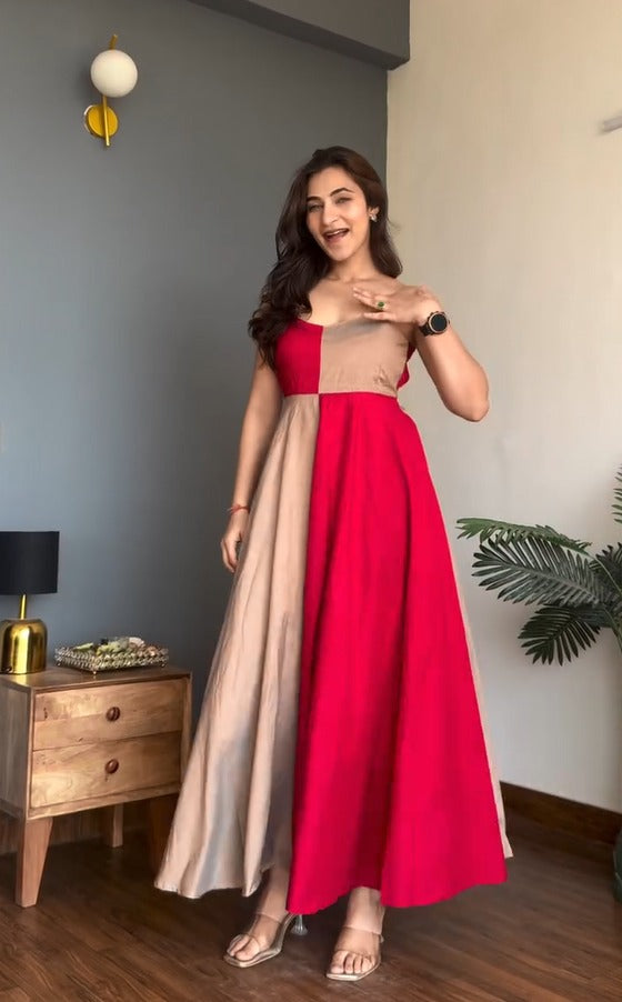 Dual Tone Summer Gown Dress