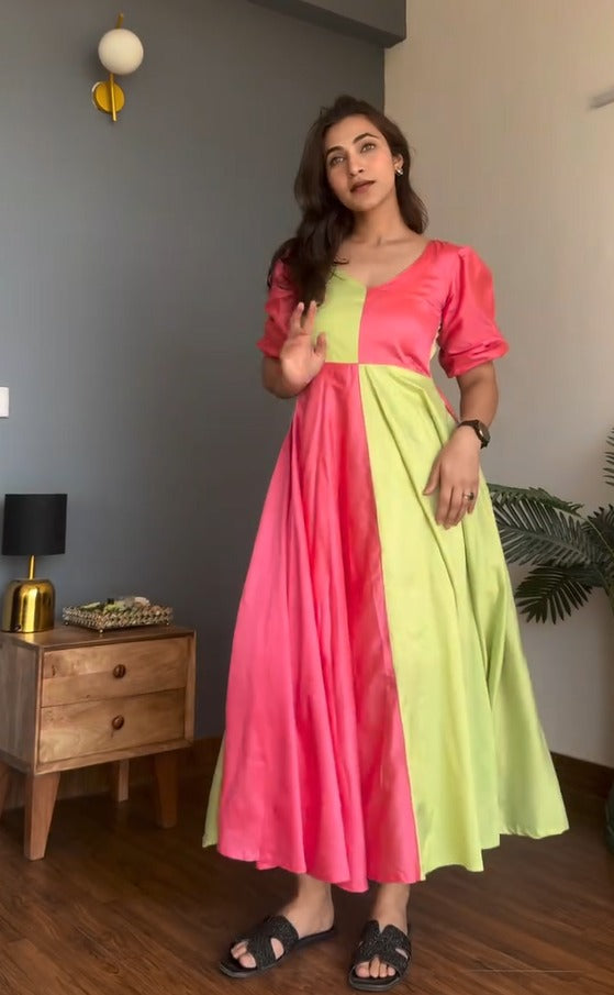 Dual Tone Summer Gown Dress