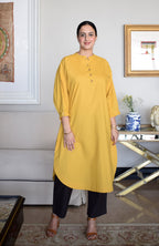 Anar Yellow Antifit Kurta with Placket