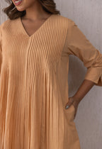 ALMOND CREAME SOLID PINTUCKS COORD SET