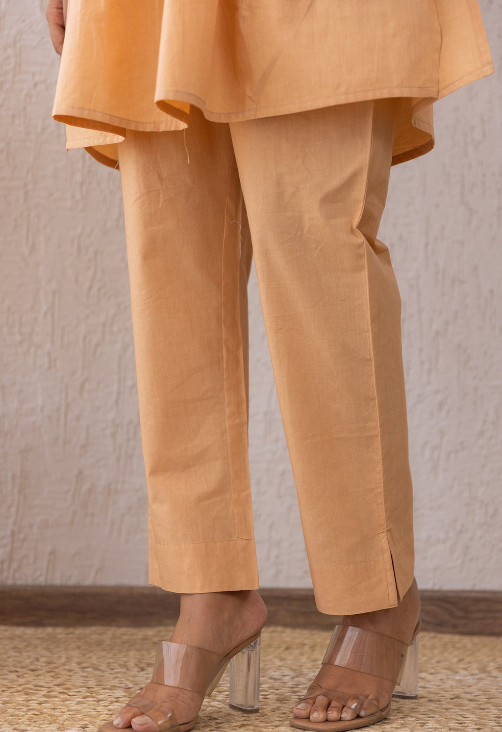 ALMOND CREAME SOLID PINTUCKS COORD SET