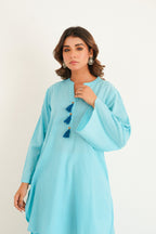 Aqua Solid Farsi Salwar Coord Set