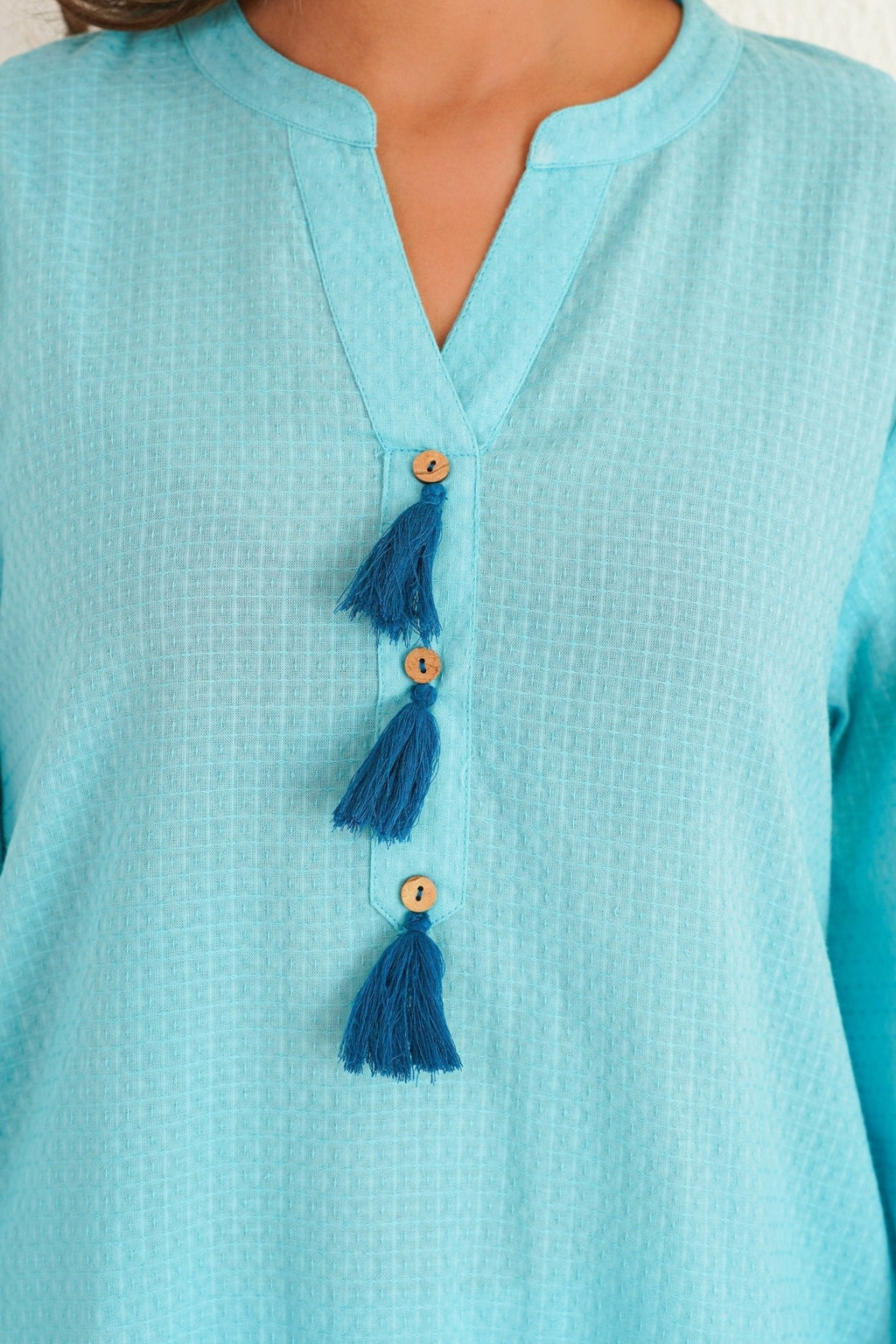Aqua Solid Farsi Salwar Coord Set