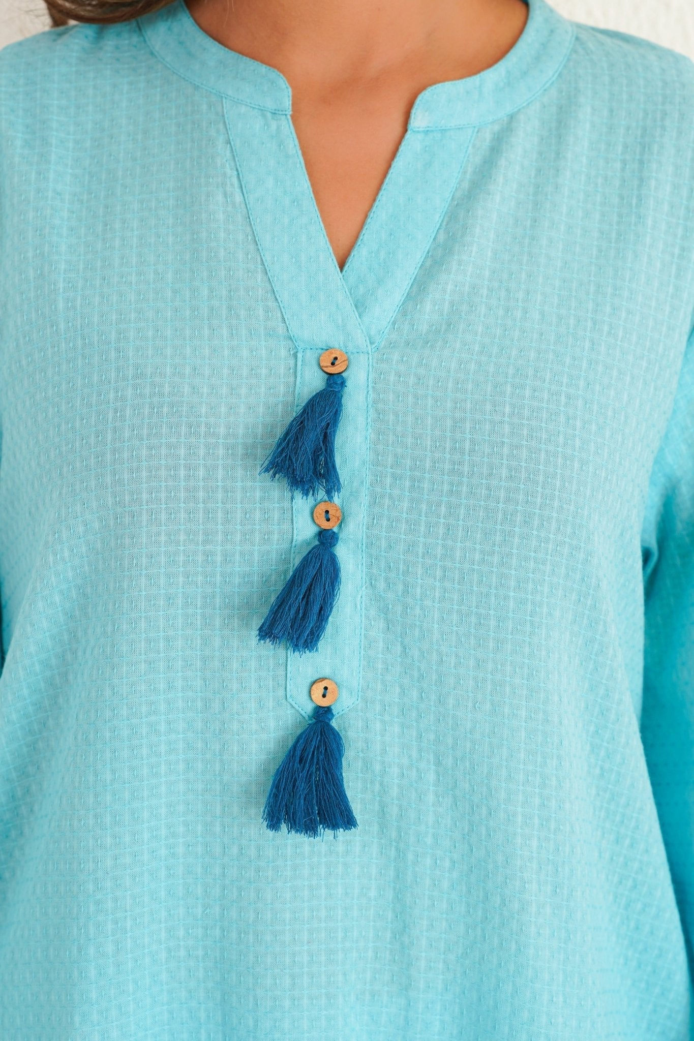 Aqua Solid Farsi Salwar Coord Set