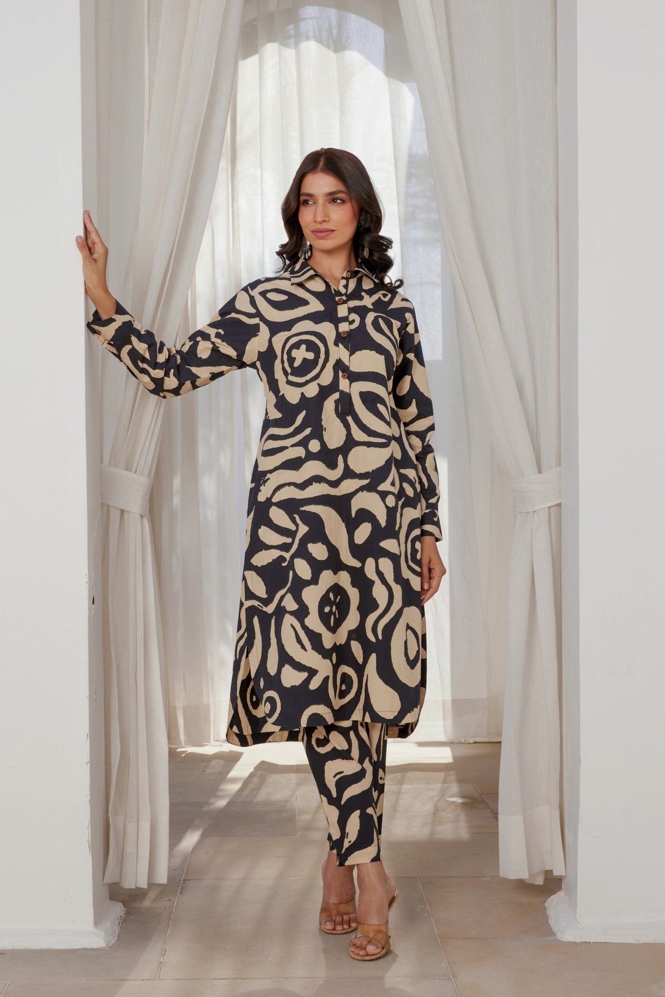 Black Abstract Printed Coord Set