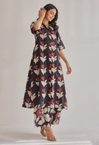 Black Bagru Hand Block Printed Cotton Coord Set