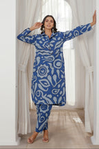Blue Abstract Printed Coord Set