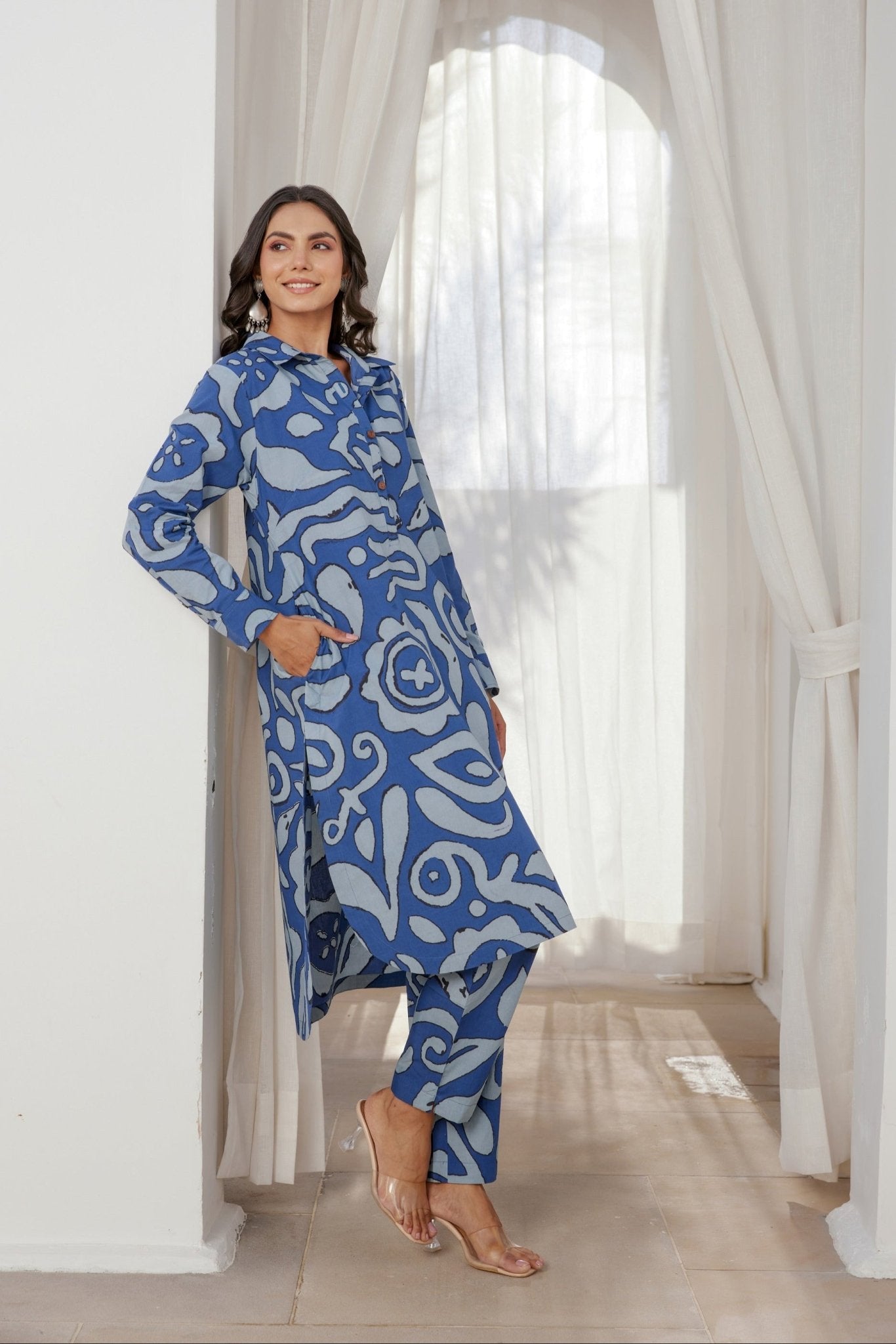 Blue Abstract Printed Coord Set