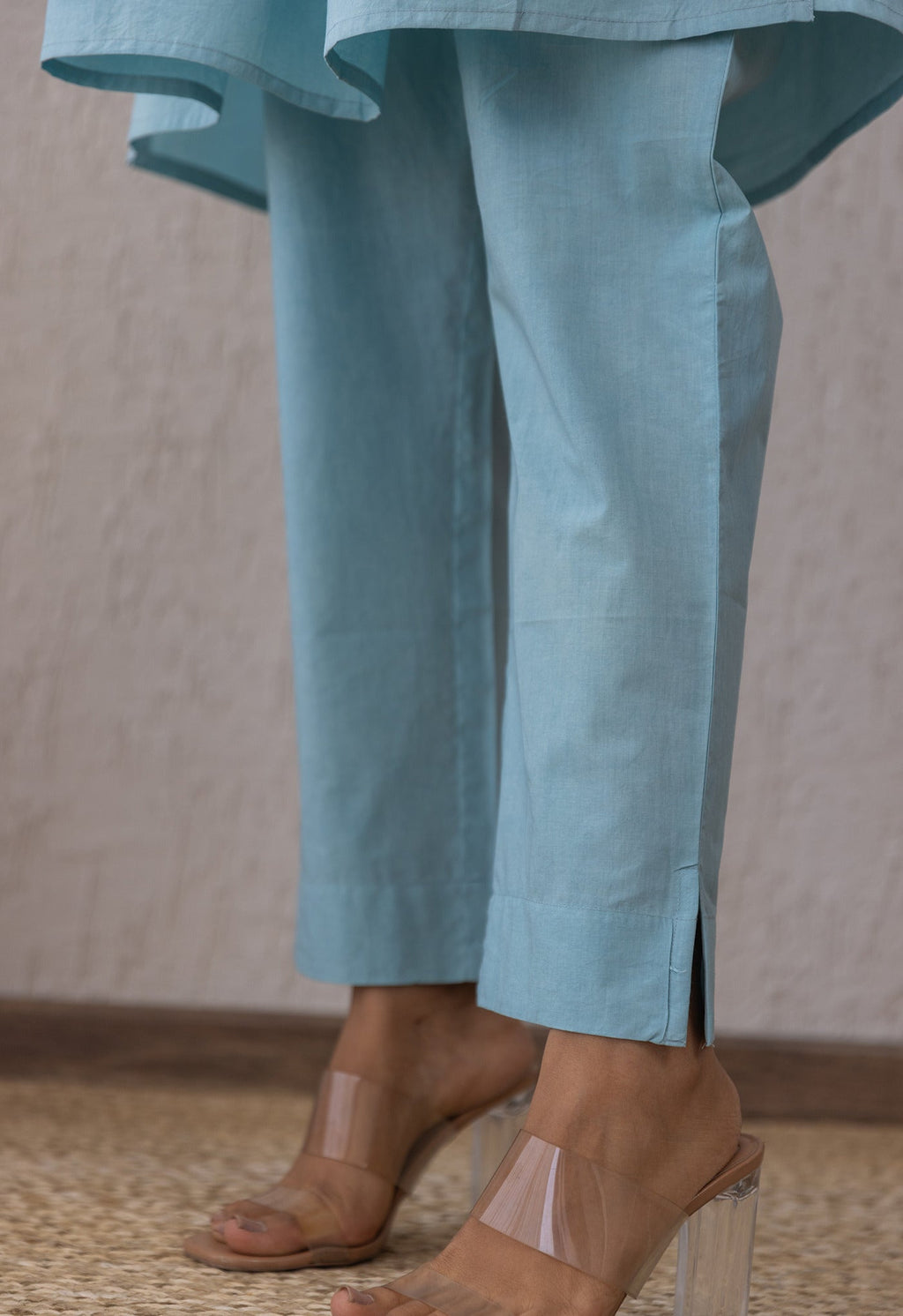 BLUE SOLID PINTUCKS COORD SET