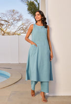 Ice Blue Cotton Coord Set