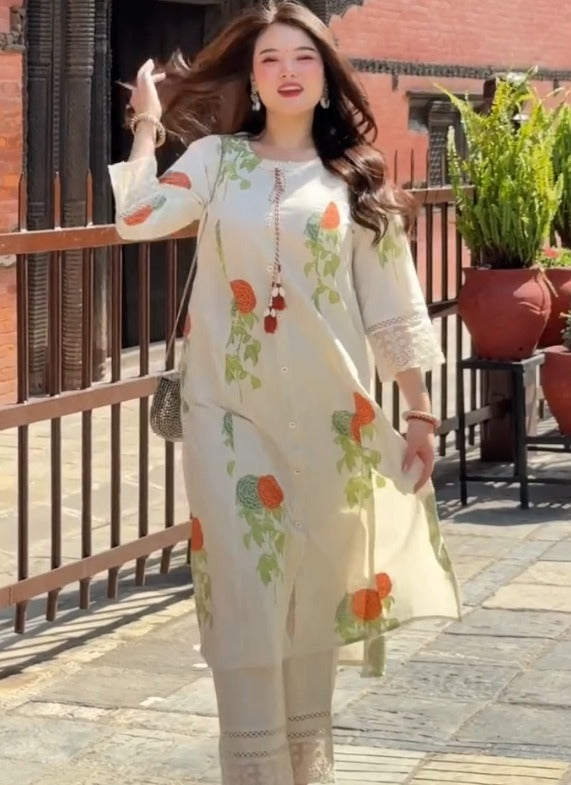 Tara Luxe Khadi Cotton Co-ord Set