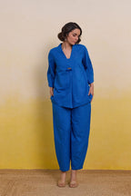 Playful royal blue embroidered co ord