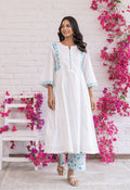 WHITE HAND BLOCK KHADDI PRINTED COORD SET